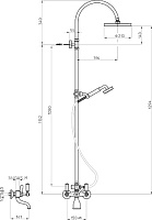Bossini Liberty Душевая стойка: смеситель, ручной и верхний душ, 1 вид струи, шланг, цвет: chrome L01203.030