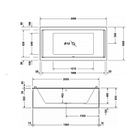 Duravit Starck Ванна акриловая прямоугольный вариант 200x100хh46 см, цвет белый 700341000000000