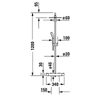 Duravit C.1 Душевая стойка с верхним душем, цвет: хром C14280008010