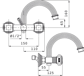 Смеситель Cezares Olimp VD 01 M для ванны с душем OLIMP-VD-01-M