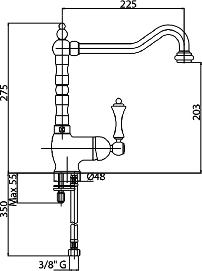 Смеситель Cezares Margot LLM2 03/24 M для кухонной мойки MARGOT-LLM2-03/24-M