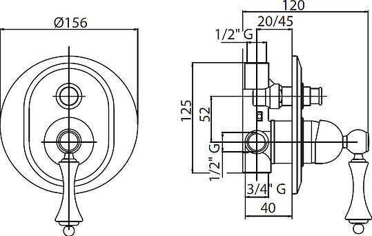 Смеситель Cezares Margot VDIM 03/24 Bi С ВНУТРЕННЕЙ ЧАСТЬЮ MARGOT-VDIM-03/24-Bi