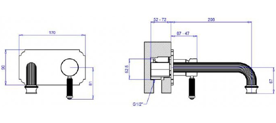 Cezares Olimp Смеситель для раковины встраиваемый, с внутренней частью в комплекте, цвет: бронза OLIMP-BLSM2-02-L
