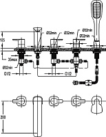 Смеситель Cezares Tesoro F BVD5 01 на борт ванны TESORO-F-BVD5-01