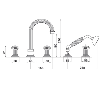 Смеситель Cezares Olimp BVD 02 M на борт ванны OLIMP-BVD-02-M