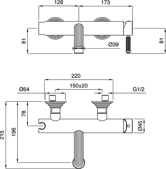 Смеситель Cezares Olimp VM 01 L для ванны с душем OLIMP-VM-01-L