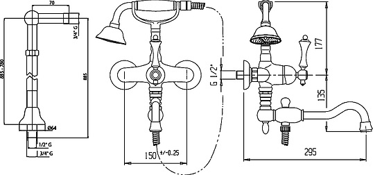 Смеситель Cezares Margot VDPS2 01 M напольный MARGOT-VDPS2-01-M