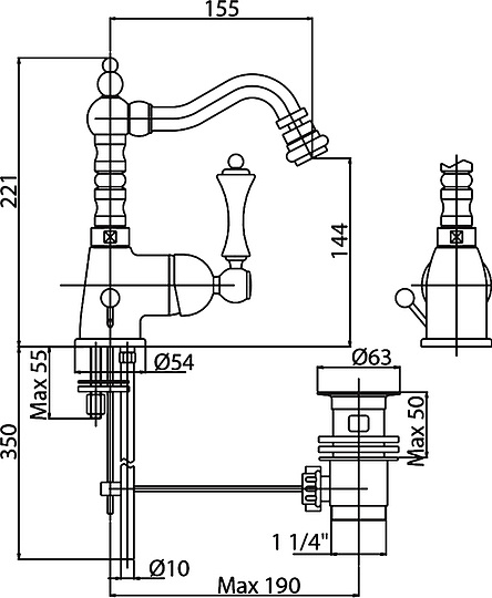 Смеситель Cezares Margot BSM2 02 M для биде MARGOT-BSM2-02-M