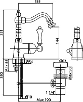 Смеситель Cezares Margot BSM2 02 M для биде MARGOT-BSM2-02-M