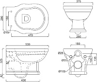 Унитаз подвесной BelBagno Boheme BB115CH