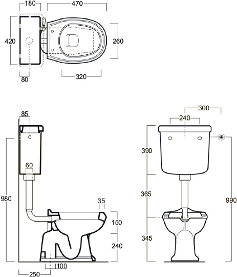 Simas Arcade Унитаз со средним бачком, цвет: белый AR801/AR812B