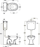 Simas Arcade Унитаз со средним бачком, цвет: белый AR801/AR812B
