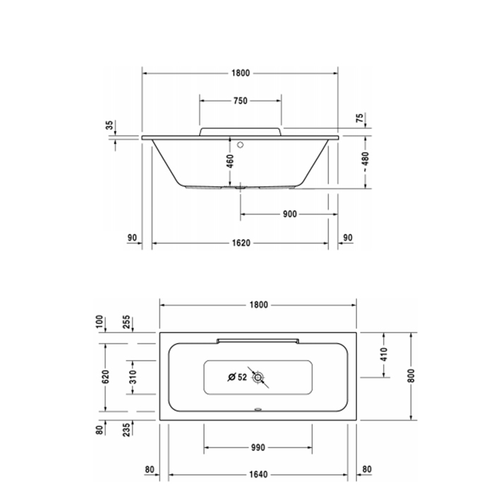 Duravit DuraStyle Ванна 180х80 cм, акриловая,цвет белый 700298000000000