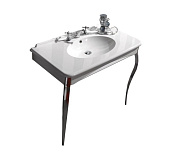 Kerasan Retro Раковина консоль 100х55 см, с 1 отвер. под смеситель и переливом, цвет: Bianco/Cromo 1049K0 bi*1 cr legs