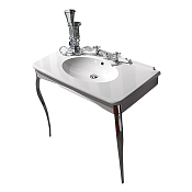 Kerasan Retro Раковина консоль 100х55 см, с 3 отвер. под смеситель и переливом, цвет: Bianco/Cromo 1049K0 bi*3 cr legs