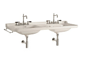 Kerasan Waldorf Раковина двойная 150x55 см, с 1 отверстием под смеситель, с заглушками, цвет: Bianco 4143K1bi/cr*1