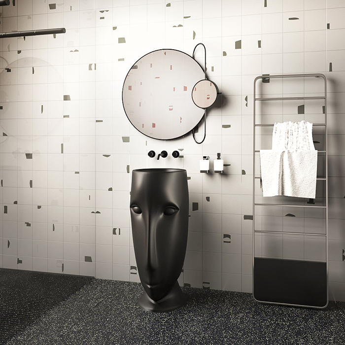 Kerasan Artwork Раковина свободностоящая MOLOCO, с отверстием для слива в стену, цвет: Nero matt 474031