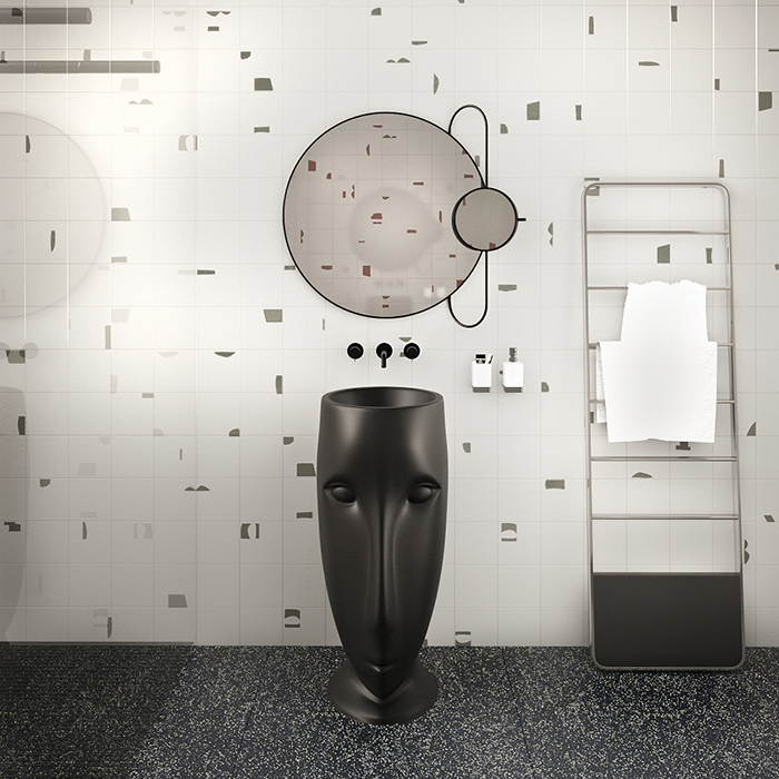 Kerasan Artwork Раковина свободностоящая MOLOCO, с отверстием для слива в стену, цвет: Nero matt 474031