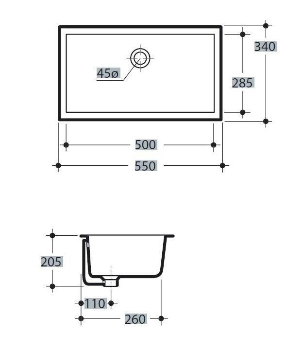 Kerasan Slim Раковина встраиваемая снизу на 50 см, 55x34 см, без перелива, цвет: Bianco 022901