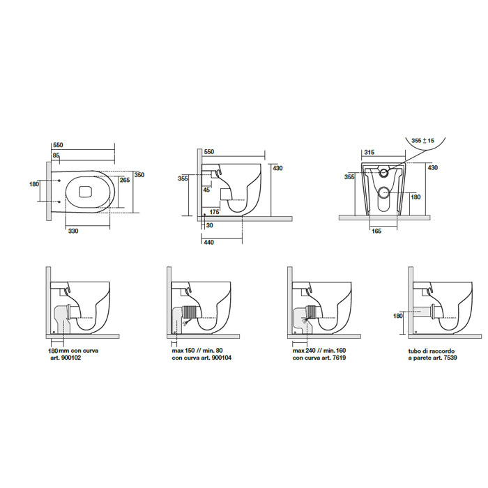 Kerasan Nolita Унитаз приставной 55x35 см безободковый, с креплением, без сиденья, цвет: Bianco matt 531830