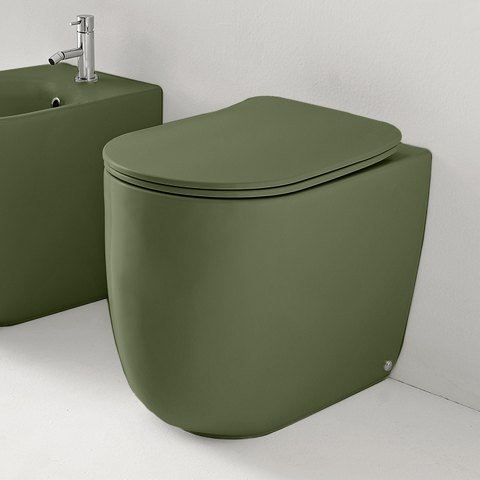 Kerasan Nolita Унитаз приставной 55x35 см безободковый, с креплением, без сиденья, цвет: Verde matt 531811