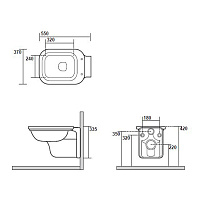 Kerasan Waldorf Унитаз подвесной 55x37 см, без сидения и крепления, цвет: Bianco lucido 411501