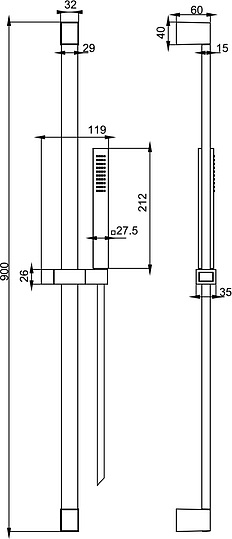 Fima Carlo Frattini Sliding Rail Душевой гарнитур: штанга, ручной душ, шланг 150 см, цвет: хром F2443CR