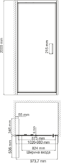 Душевая дверь в нишу Wasserkraft Salm  100 см 27I12