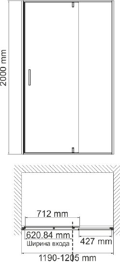 Душевая дверь в нишу Wasserkraft Elbe 74P05