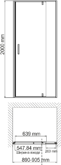 Душевая дверь в нишу Wasserkraft Elbe 74P04