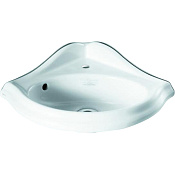 Simas Arcade Раковина угловая 34х34 см, с переливом, 1 отверстие под смеситель, цвет: белый глянц. AR036bi*1