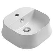 Simas Sharp Раковина чаша 42х42 см, с переливом и 1 отверстием под смеситель, цвет: белый глянцевый SH07bi*1