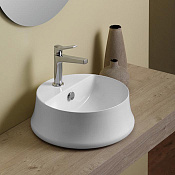 Simas Sharp Раковина чаша d42 см, с переливом и 1 отверстием под смеситель, цвет: белый глянцевый SH03bi*1