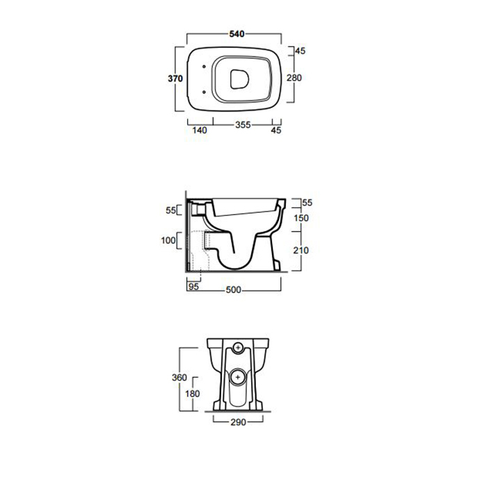 Simas Evolution Унитаз приставной 37х54 см, универсал. слив, без крышки-сиденья, цвет: белый глянц. EVO01bi