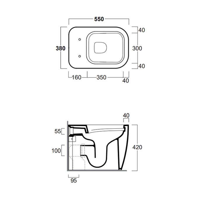 Simas Henges Унитаз напольный 38х55 см, безободковый, настенный/напольный слив, цвет: белый глянц. HE01bi