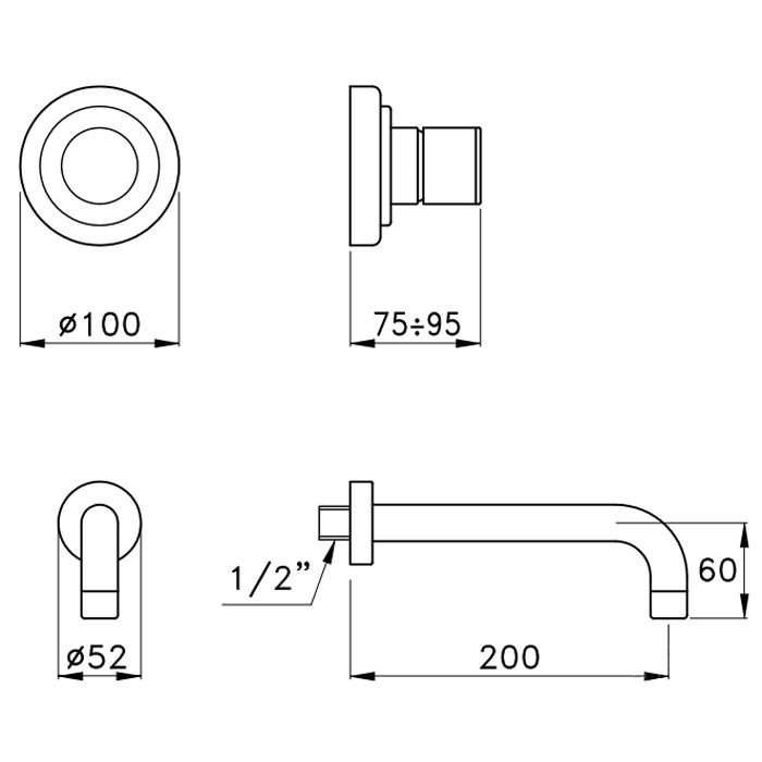 Stella Bamboo Встраиваемый смеситель для раковины, цвет: хром BT 01413 CR00