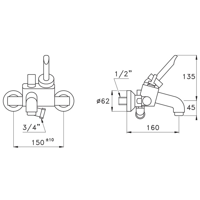 Stella Box Смеситель для ванны 3267, цвет хром BX 02000 CR00
