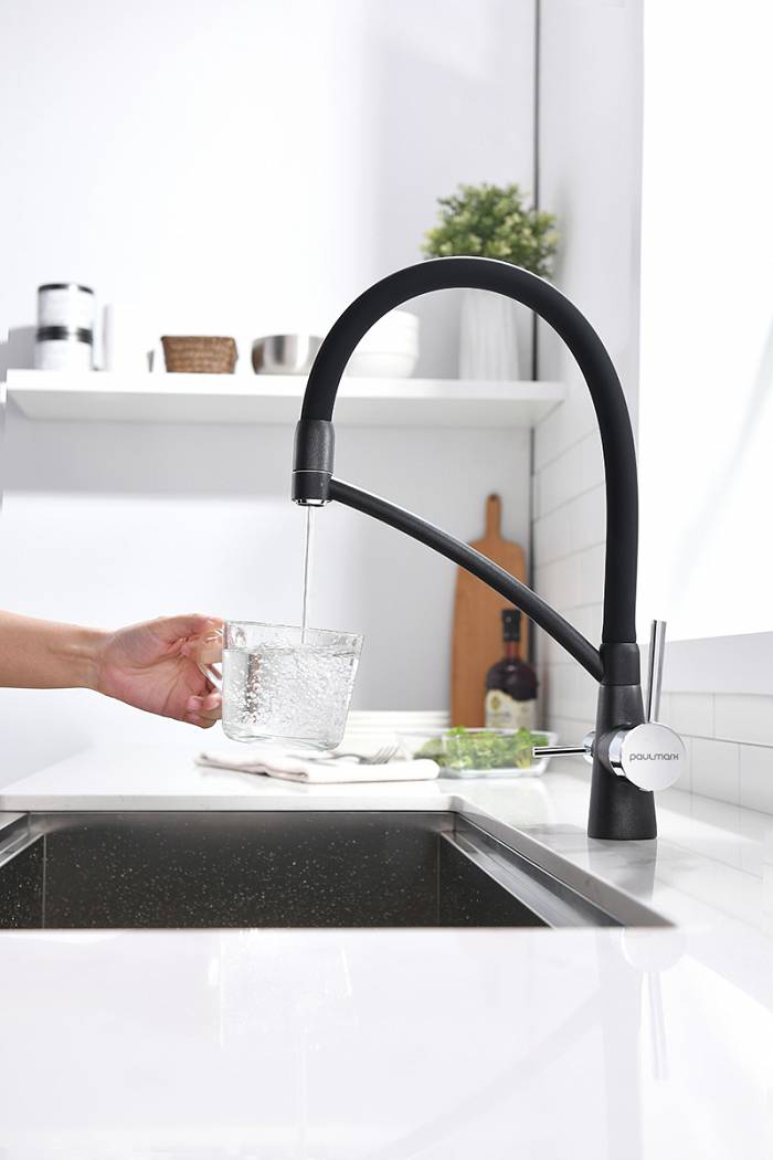 Paulmark Siеgen Смеситель для кухни с гибким изливом, цвет: черный металлик Si213111-418
