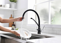 Paulmark Siеgen Смеситель для кухни с гибким изливом, цвет: черный металлик Si213111-418