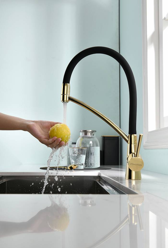 Paulmark Siеgen Смеситель для кухни с гибким изливом, цвет: золото Si213111-G