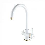 Paulmark Essen Смеситель для кухни с гибким изливом, цвет: белый матовый-бронза Es213211-431BR