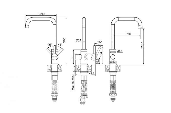 Paulmark Logas Смеситель для кухни высота излива 26,2 см, цвет: черный Lo213021-308
