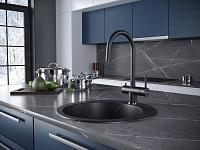 Paulmark Heller Смеситель для кухни высота излива 22,7 см, цвет: черный металлик He213218-418