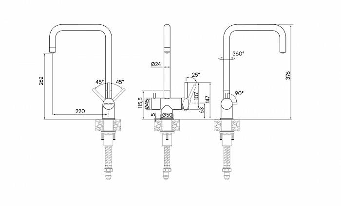 Paulmark Wetter Смеситель для кухни высота излива 26,2 см, цвет: брашированное золото We213030-BG