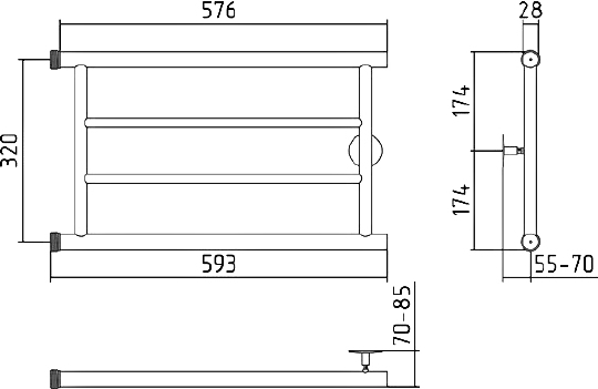Стилье Минор 0600 Полотенцесушитель водяной для ГВС 59,3x34,8h см, цвет: без покрытия 00600-3260