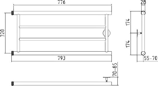 Стилье Минор 0600 Полотенцесушитель водяной для ГВС 79,3x34,8h см, цвет: без покрытия 00600-3280