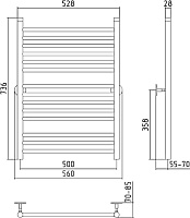 Стилье Универсал-53 Полотенцесушитель водяной для ГВС 56x73,6h см, цвет: без покрытия 00653-8050