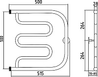 Стилье Тандем Полотенцесушитель водяной для ГВС 51,5x52,8h см, цвет: без покрытия 00011-5050