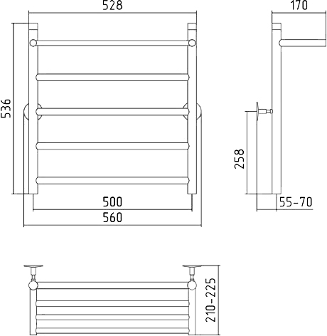 Стилье Универсал-54 Полотенцесушитель водяной для ГВС 56x53,6h см, цвет: без покрытия 00654-6050