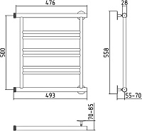 Стилье Минор 0601 Полотенцесушитель водяной для ГВС 49,3x55,8h см, цвет: без покрытия 00601-5050
